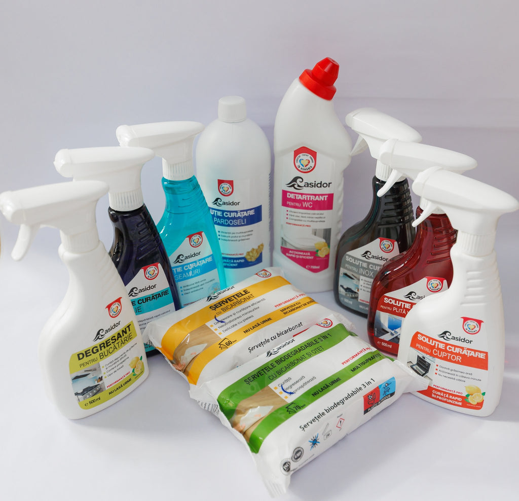 Cele 10 produse din setul complet Casidor: soluții și șervețele