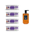 Pachet Servetele Umede Multisuprafete cu Bicarbonat si Otet Deep Fresh Lavanda 4x100buc + 1 Sapun Lichid Deep Fresh Blue Orchid 500