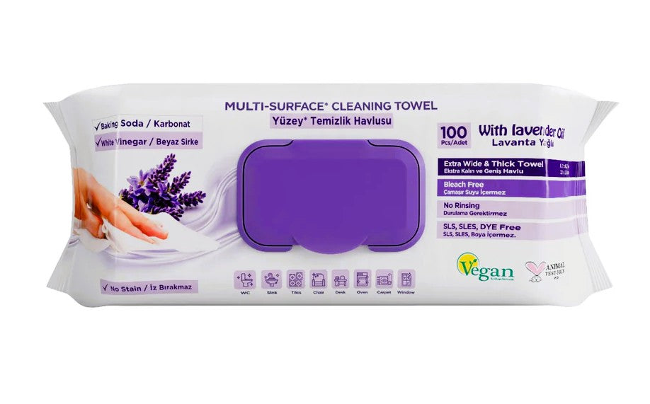 Pachet Servetele Umede Multisuprafete cu Bicarbonat si Otet Deep Fresh Lavanda 4x100buc