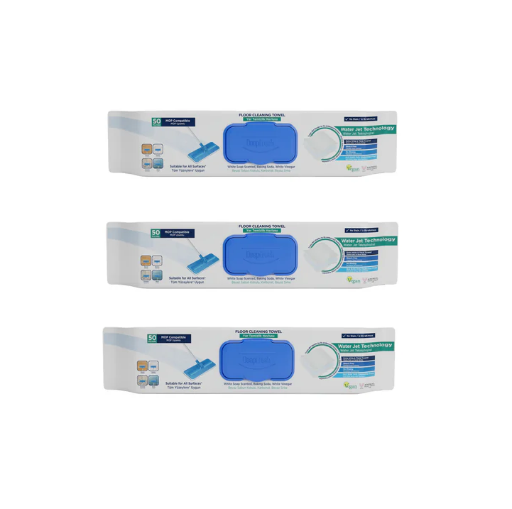 Pachet Servetele Umede Pardoseala cu Bicarbonat si Otet Deep Fresh - Sapun Alb