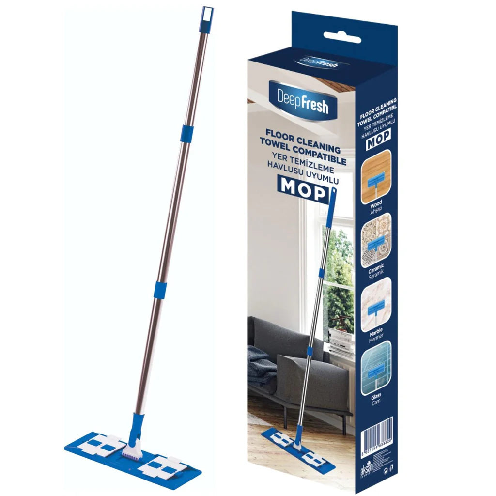 Set Curatare Pardoseli DeepFresh: Mop + 1 Pachet Servetele Mop cu Otet si Bicarbonat, Sapun Alb